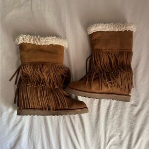 Madden Girl brown fringe boots